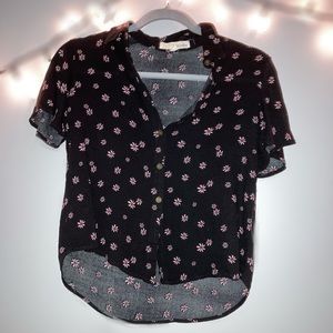 Black flowered blouse